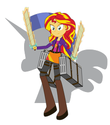 Size: 3511x4000 | Tagged: safe, artist:amante56, sunset shimmer, equestria girls, attack on titan, crossover, simple background, solo, transparent background, vector