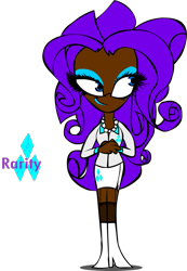 Size: 593x857 | Tagged: safe, artist:mushroomcookiebear, rarity, human, boots, dark skin, humanized, solo