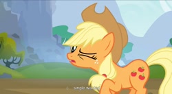 Size: 1595x875 | Tagged: safe, screencap, applejack, earth pony, pony, spike at your service, female, mare, youtube caption, youtube link