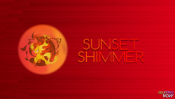 Size: 1920x1080 | Tagged: safe, artist:equestrianow, sunset shimmer, pony, unicorn, catasterism, crown, fiery shimmer, fire, fireball, simple, sun, sunshine shimmer, vector, wallpaper