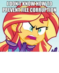 Size: 484x600 | Tagged: safe, edit, edited screencap, screencap, sunset shimmer, equestria girls, friendship games, angry, caption, exploitable meme, image macro, meme, solo, sunset is not willing to learn