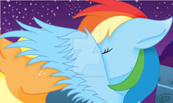 Size: 1024x611 | Tagged: safe, artist:joannajo123, derpibooru import, applejack, rainbow dash, earth pony, pegasus, pony, appledash, female, lesbian, shipping, watermark