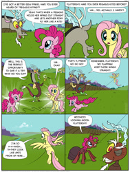 Size: 1133x1500 | Tagged: safe, artist:kturtle, discord, fluttershy, pinkie pie, ant, comic, go fly a kite, kite, species swap