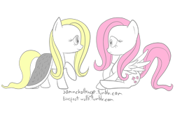 Size: 1280x853 | Tagged: safe, artist:barefootwalls, fluttershy, pegasus, pony, 30 minute art challenge, banner mares, crescendo, duo, female, mare