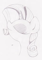 Size: 832x1184 | Tagged: safe, artist:rymath, rarity, pony, unicorn, monochrome, solo, traditional art