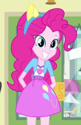 Size: 344x532 | Tagged: safe, screencap, pinkie pie, equestria girls, equestria girls (movie), clothes, cropped, fake ears, pony ears, skirt, solo