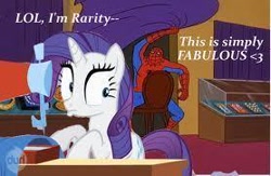 Size: 278x181 | Tagged: safe, rarity, pony, unicorn, caption, image macro, parody, roleplaying, spider-man, teasing