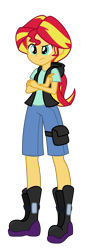 Size: 1076x3000 | Tagged: safe, artist:discorded-joker, sunset shimmer, equestria girls, clothes, crossed arms, hoodie, shoes, shorts, simple background, solo, transparent background