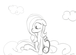 Size: 1151x827 | Tagged: safe, artist:nasse, fluttershy, pegasus, pony, female, filly, simple background, sketch, white background, wings