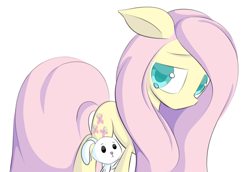 Size: 2500x1723 | Tagged: safe, artist:sharkwellington, angel bunny, fluttershy, pegasus, pony, comfort, comforting, crying, sad