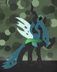 Size: 847x1080 | Tagged: safe, artist:breeze the peryton, queen chrysalis, changeling, changeling queen, art, bug horse, drawing, female, green background, simple background