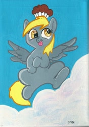 Size: 961x1364 | Tagged: safe, artist:bitter-knitter, derpy hooves, pegasus, pony, female, mare, muffin, solo