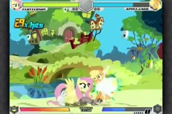 Size: 960x640 | Tagged: safe, angel bunny, applejack, fluttershy, earth pony, pegasus, pony, fighting is magic, female, mare