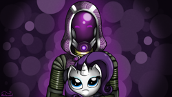 Size: 1920x1080 | Tagged: safe, artist:malamol, rarity, pony, unicorn, crossover, mass effect, tali'zorah vas normandy