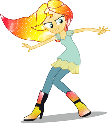 Size: 4961x5554 | Tagged: safe, artist:digiradiance, artist:owlisun, edit, sunset shimmer, equestria girls, my past is not today, rainbow rocks, absurd resolution, clothes, galaxy, high heel boots, simple background, solo, transparent background, vector