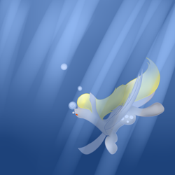 Size: 894x894 | Tagged: safe, artist:catopia26, derpy hooves, pegasus, pony, female, mare, solo, underwater