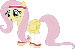 Size: 2418x1596 | Tagged: safe, artist:leopurofriki, fluttershy, pegasus, pony, blushing, headband, leg warmers, simple background, transparent background