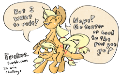 Size: 1200x790 | Tagged: safe, artist:cider, applejack, earth pony, pony, 30 minute art challenge, clone, ponies riding ponies, riding