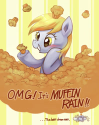 Size: 1024x1294 | Tagged: safe, artist:amy30535, derpy hooves, pegasus, pony, dream, female, mare, muffin, solo, thought bubble