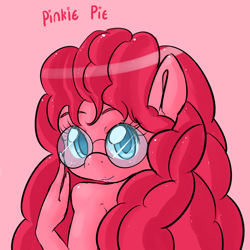 Size: 1000x1000 | Tagged: safe, artist:ezkarpy, pinkie pie, anthro, glasses, solo