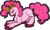 Size: 1180x710 | Tagged: safe, artist:weepysheep, part of a set, pinkie pie, earth pony, pony, eyes closed, floral head wreath, flower, flower in hair, flowerhorse, simple background, smiling, solo, sticker, sticker design, transparent background, unshorn fetlocks