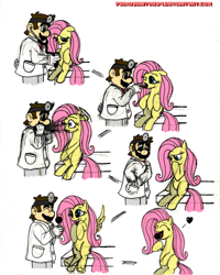 Size: 800x1002 | Tagged: safe, artist:primogenitor34, fluttershy, pegasus, pony, check up, crossover, cute, doctor, dr. mario, floppy ears, head mirror, listening, lollipop, mario, nintendo, stethoscope, super mario bros., tongue depressor