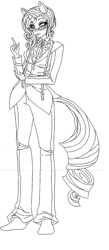 Size: 425x972 | Tagged: safe, artist:anakichi, rarity, anthro, ambiguous facial structure, lineart, measuring tape, monochrome, solo