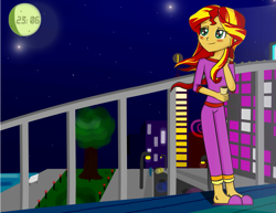 Size: 2677x2070 | Tagged: safe, artist:foreigner563, sunset shimmer, equestria girls, clothes, cute, night, pajamas, slippers, solo