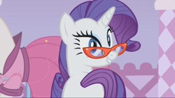 Size: 1136x640 | Tagged: safe, screencap, rarity, pony, unicorn, suited for success, glasses, mannequin, solo