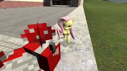 Size: 1600x900 | Tagged: safe, fluttershy, pegasus, pony, female, gmod, mare, minecraft, mooshroom