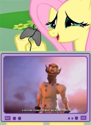 Size: 400x548 | Tagged: safe, fluttershy, pegasus, pony, epic mickey, epic mickey 2, exploitable meme, gamershy, mad doctor, tv meme