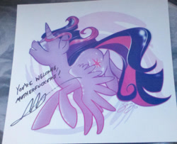 Size: 1000x811 | Tagged: safe, derpibooru import, twilight sparkle, twilight sparkle (alicorn), alicorn, pony, alicorn drama, autograph, larson you magnificent bastard, m.a. larson, solo, thanks m.a. larson, vulgar