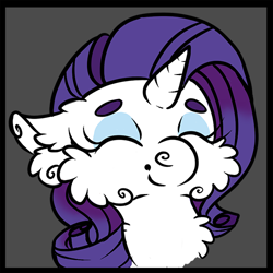 Size: 500x500 | Tagged: safe, artist:codtier, rarity, pony, unicorn, bust, floppy ears, fluffy, portrait, solo, thick eyebrows