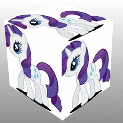 Size: 350x350 | Tagged: safe, rarity, pony, unicorn, 3d, cube, female, horn, mare, white coat