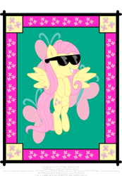 Size: 2867x4133 | Tagged: safe, artist:shikarispeeder, fluttershy, pegasus, pony, female, mare, pink mane, sunglasses, yellow coat