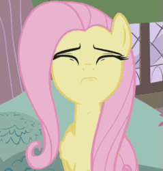 Size: 551x576 | Tagged: safe, screencap, fluttershy, pegasus, pony, dragonshy, animated, cropped, gulp, scared, solo
