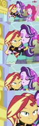 Size: 1958x6301 | Tagged: safe, screencap, fluttershy, pinkie pie, starlight glimmer, sunset shimmer, equestria girls, mirror magic, spoiler:eqg specials, absurd resolution, beanie, clothes, comic, faic, hat, hug, magic mirror, out of context, rapeface, screencap comic, teletoon, tenso, zoomed in