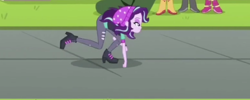 Size: 690x275 | Tagged: safe, screencap, apple bloom, scootaloo, starlight glimmer, sweetie belle, equestria girls, mirror magic, spoiler:eqg specials, all fours, beanie, clothes, cropped, cutie mark crusaders, faic, hat, humans doing horse things, majestic as fuck