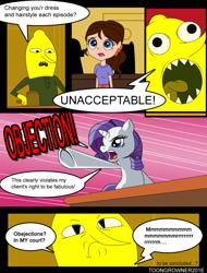 Size: 778x1026 | Tagged: safe, artist:toongrowner, rarity, pony, unicorn, ace attorney, adventure time, blythe baxter, court, ham to ham combat, lemongrab, littlest pet shop, objection, phoenix wright