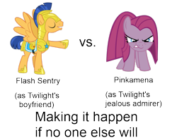 Size: 837x666 | Tagged: safe, flash sentry, pinkie pie, earth pony, pony, exploitable meme, female, lesbian, make it happen, male, pinkamena diane pie, shipping, straight, twinkie