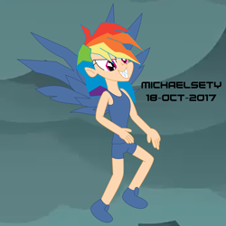 Size: 4000x4000 | Tagged: safe, artist:michaelsety, derpibooru import, evil pie hater dash, rainbow dash, human, secrets and pies, humanized, winged humanization, wings