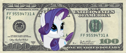 Size: 800x337 | Tagged: safe, artist:icebreak23, rarity, pony, unicorn, federal reserve note, money, solo