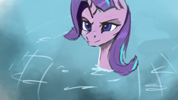 Size: 1920x1080 | Tagged: safe, artist:hierozaki, starlight glimmer, pony, solo, swimming, water