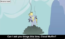 Size: 1600x973 | Tagged: safe, derpy hooves, pegasus, pony, comic:celestia's servant interview, caption, female, interview, mare, meta