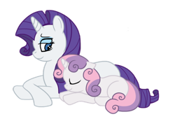 Size: 600x409 | Tagged: artist needed, safe, rarity, sweetie belle, pony, unicorn, eyes closed, female, filly, floppy ears, mare, missing cutie mark, simple background, transparent background