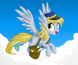 Size: 3000x2500 | Tagged: safe, artist:vird-gi, derpy hooves, pegasus, pony, female, flying, mailbag, mare, solo