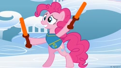 Size: 1191x670 | Tagged: safe, artist:geffenleffen123, pinkie pie, pony, airport, bipedal, solo