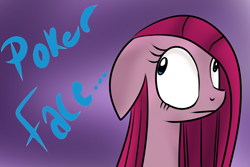 Size: 1080x720 | Tagged: safe, artist:wubcakeva, pinkie pie, earth pony, pony, pinkamena diane pie, poker face, solo