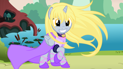 Size: 7680x4320 | Tagged: safe, artist:beavernator, derpy hooves, alicorn, pony, absurd resolution, alicornified, beautiful, clothes, derpicorn, dress, epic derpy, muffin queen, race swap, smiling, solo, underp, wallpaper, xk-class end-of-the-world scenario
