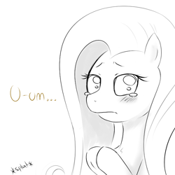 Size: 650x650 | Tagged: dead source, safe, fluttershy, pegasus, pony, explicit source, female, mare, monochrome, simple background, solo, white background